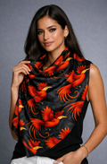 AisoWalker Paradise Bird Silk Scarf – Red